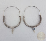 Large 14k Gold Filigree Hoops, Traditional Croatian Wedding Earrings, Solid White Gold Hoops, Dubrovnik Gold Earrings Pearl Dangle Hoops 14k