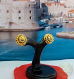 Croatian Filigree Stud Earrings, 24k Gold Plated Sterling Silver Stud Earring, Filigree Dome Studs, Earrings, Dubrovnik Filigree Jewelry