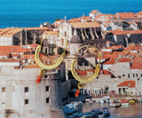 Dubrovnik Filigree Hoop Earrings, 14k Gold Red Coral Earrings, Traditional Croatian Solid 14k Gold Hoops, Mediterranean Coral Dangle Hoops