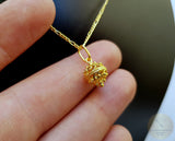 14k Gold Minimalist Pendant, Croatian Filigree Ball Pendant Necklace, Solid Gold Dainty Pendant, Dubrovnik Filigree Pendant