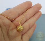 14k Gold Pendant, Croatian Filigree Ball Pendant, Dubrovnik Jewelry, Gold Filigree Pendant Necklace, Gold Bridal Jewelry, Vintage Jewelry