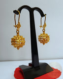 Traditional Croatian Solid 14k Gold Earrings, Dubrovnik Gold Filigree Ball Earrings, Ethnic Wedding Jewelry, Dangle Gold Bridal Earrings