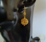 Traditional Croatian Solid 14k Gold Earrings, Dubrovnik Gold Filigree Ball Earrings, Ethnic Wedding Jewelry, Dangle Gold Bridal Earrings