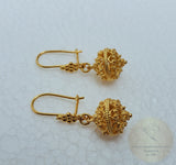 Solid 14k Gold Earrings, Traditional Croatian Gold Filigree Earrings, Dubrovnik 14 k Gold Ball Earrings, Gold Vintage Wedding Jewelry