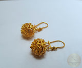 Traditional Croatian Solid 14k Gold Earrings, Dubrovnik Gold Filigree Ball Earrings, Ethnic Wedding Jewelry, Dangle Gold Bridal Earrings