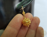 Traditional Croatian Solid 14k Gold Earrings, Dubrovnik Gold Filigree Ball Earrings, Ethnic Wedding Jewelry, Dangle Gold Bridal Earrings