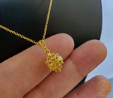 Croatian Filigree 14k Gold Pendant, Minimalist Gold Filigree Ball Pendant, Dubrovnik Jewelry, Solid Gold Pendant, 14k Filigree Pendant
