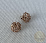 Traditional Croatian Rose Gold Earrings, Solid 14k Pink Gold Filigree Studs, Dubrovnik Filigree Half Ball 14k Gold Studs, Wedding Earrings