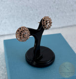 Traditional Croatian Rose Gold Earrings, Solid 14k Pink Gold Filigree Studs, Dubrovnik Filigree Half Ball 14k Gold Studs, Wedding Earrings