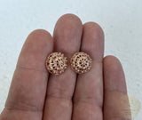 Traditional Croatian Rose Gold Earrings, Solid 14k Pink Gold Filigree Studs, Dubrovnik Filigree Half Ball 14k Gold Studs, Wedding Earrings