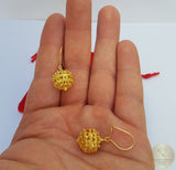 Traditional Croatian Earrings, Filigree Ball Earrings, 24k Gold Plated Dangle Earrings, Dubrovnik Jewelry, Gold Plated Sterling Silver
