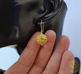 Traditional Croatian Earrings, Filigree Ball Earrings, 24k Gold Plated Dangle Earrings, Dubrovnik Jewelry, Gold Plated Sterling Silver