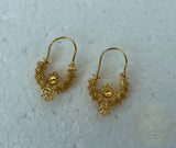 Traditional Croatian Solid Gold Hoop Earrings 14k, Dalmatian Wedding Jewelry - Recine, 14k Gold Filigree Hoops, 14k Dangle Hoops