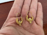 Traditional Croatian Solid Gold Hoop Earrings 14k, Dalmatian Wedding Jewelry - Recine, 14k Gold Filigree Hoops, 14k Dangle Hoops