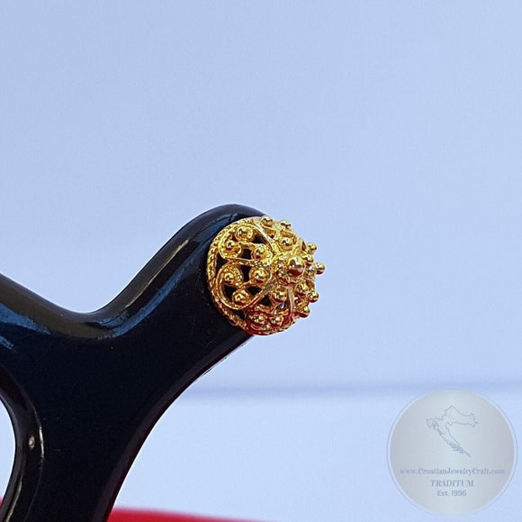 14k Gold Stud Earrings, Traditional Croatian Earrings, 14k Gold Studs, Dubrovnik Earrings, Gold Filigree Studs, Minimal Half Ball Studs