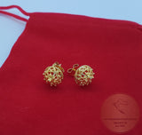 14k Gold Stud Earrings, Traditional Croatian Earrings, 14k Gold Studs, Dubrovnik Earrings, Gold Filigree Studs, Minimal Half Ball Studs