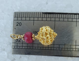 Croatian Filigree Pendant, 24k Gold Plated Sterling Silver Genuine Ruby Pendant, Dubrovnik Filigree Ball Pendant, Dark Red Stone Pendant