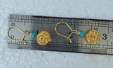 Traditional Croatian Filigree Earrings, 24k Gold Plated Dangle Earrings, Turquoise Earrings, Dubrovnik Filigree Ball Earrings
