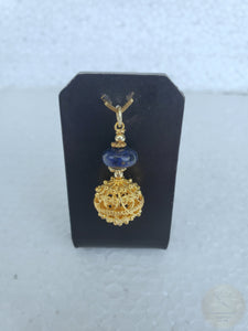 24k Gold Plated Traditional Croatian Jewelry, Dubrovnik Filigree Ball Pendant, Lapis Pendant, Sterling Silver Ball Pendant, Ethno Wedding
