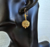 Traditional Croatian 14k Gold Earrings, Large Gold Earrings, Gold Statement Earrings, Dubrovnik Filigree Ball Earrings, Wedding Earrings