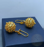 Traditional Croatian 14k Gold Earrings, Large Gold Earrings, Gold Statement Earrings, Dubrovnik Filigree Ball Earrings, Wedding Earrings