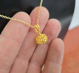 Traditional Croatian 14k Gold Pendant, Dubrovnik Filigree Pendant, Solid 14k Filigree Ball Pendant, Ethnic Minimalist Gold Wedding Jewelry