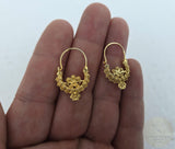 Traditional Croatian Gold Plated Hoop Earrings, Dalmatian Wedding Jewelry - Recine, 24k Gold Plated Sterling Silver Earrings, Dangle Hoops