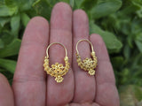 Traditional Croatian Gold Plated Hoop Earrings, Dalmatian Wedding Jewelry - Recine, 24k Gold Plated Sterling Silver Earrings, Dangle Hoops