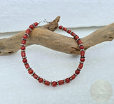 Small Bead Red Coral Bracelet, Mediterranean Coral, Sterling Silver Natural Coral Jewelry, Handmade in Croatia