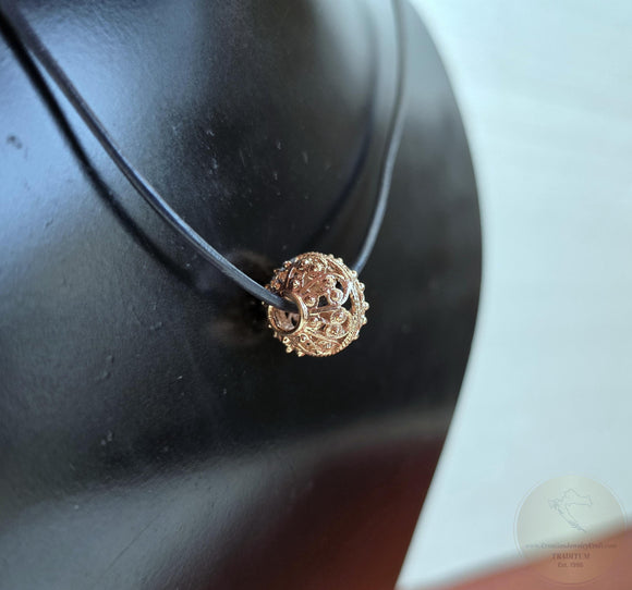 Traditional Croatian Rose Gold Slider Pendant, Solid 14k Pink Gold Pendant, Gold Filigree Slide Ball Pendant, Dubrovnik Jewelry