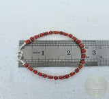 Small Bead Red Coral Bracelet, Mediterranean Coral, Sterling Silver Natural Coral Jewelry, Handmade in Croatia