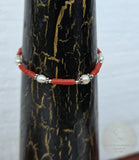 Small Bead Red Coral Bracelet, White Pearl Bracelet, Mediterranean Coral, Sterling Silver Natural Coral Jewelry, Handmade in Croatia