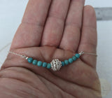 Delicate Turquoise Necklace, Traditional Croatian Filigree Ball Thin Chain Necklace, Dubrovnik Filigree Layered Necklace, Dainty Necklace