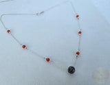 Mediterranean Coral Chain Necklace With Traditional Croatian Filigree Ball, Dubrovnik Filigree Salmon Red Coral Necklace