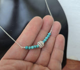 Delicate Turquoise Necklace, Traditional Croatian Filigree Ball Thin Chain Necklace, Dubrovnik Filigree Layered Necklace, Dainty Necklace