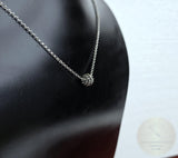 Croatian Minimalist Silver Dainty Chain Necklace, Ball Pendant Necklace, Dubrovnik Filigree Ball Necklace, Oxidized Sterling Chain Necklace