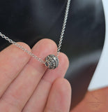 Croatian Minimalist Silver Chain Necklace, Oxidized Ball Pendant Necklace, Dubrovnik Filigree Ball Necklace, Sterling Chain Necklace