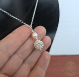 Traditional Croatian Jewelry, Ethno Dubrovnik Jewelry, Natural White Pearl Pendant, Sterling Silver Filigree Ball Pendant, Filigree Pendant