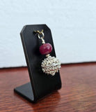 Genuine Ruby Pendant, Dubrovnik Filigree Ball Pendant, Dark Red Stone Pendant, Sterling Silver Filigree Pendant, Red Gemstone Pendant