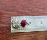 Genuine Ruby Pendant, Dubrovnik Filigree Ball Pendant, Dark Red Stone Pendant, Sterling Silver Filigree Pendant, Red Gemstone Pendant
