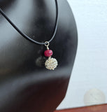 Genuine Ruby Pendant, Dubrovnik Filigree Ball Pendant, Dark Red Stone Pendant, Sterling Silver Filigree Pendant, Red Gemstone Pendant