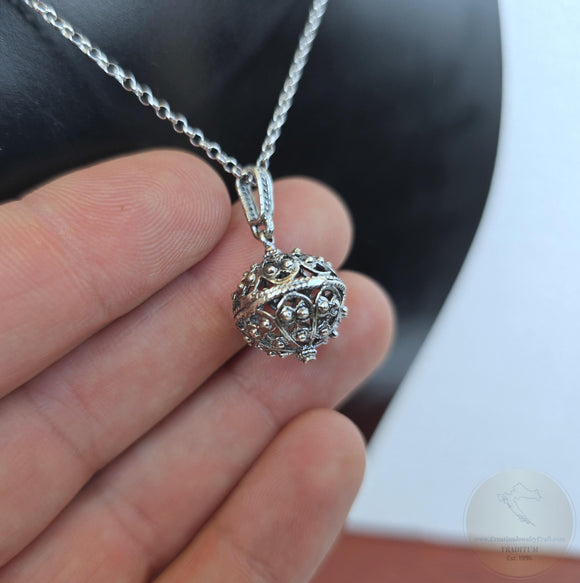 Traditional Croatian Pendant, Dubrovnik Filigree Ball Pendant, Sterling Silver Ball Pendant, Mediterranean Ethnic Wedding Jewelry, Vintage