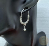 Croatian Hoop Earrings, Sterling Silver Filigree Hoops, White Pearl Dangle Hoops, Konavle Earrings, Dubrovnik Jewelry, Wedding Jewelry