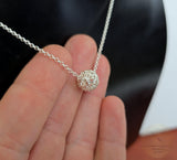 Croatian Minimalist Silver Chain Necklace, Ball Pendant Necklace, Dubrovnik Filigree Ball Necklace, Sterling Chain Necklace