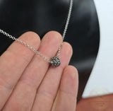 Croatian Minimalist Silver Dainty Chain Necklace, Ball Pendant Necklace, Dubrovnik Filigree Ball Necklace, Oxidized Sterling Chain Necklace