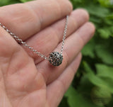 Croatian Minimalist Silver Chain Necklace, Oxidized Ball Pendant Necklace, Dubrovnik Filigree Ball Necklace, Sterling Chain Necklace