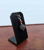 Traditional Croatian Mediterranean Red Coral Filigree Ball Pendant, Dubrovnik Jewelry, Sterling Silver Ball Pendant, Vintage Ethnic Jewelry