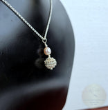 Traditional Croatian Jewelry, Ethno Dubrovnik Jewelry, Natural White Pearl Pendant, Sterling Silver Filigree Ball Pendant, Filigree Pendant