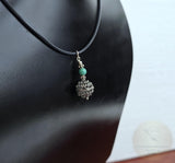 Traditional Croatian Jewelry, Ethno Dubrovnik Jewelry, Turquoise Gemstone Pendant, Sterling Silver Filigree Ball Pendant, Filigree Pendant