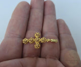 Traditional Croatian Cross Pendant, 24k Gold Plated Sterling Silver Minimalist Filigree Cross Pendant, Dainty Metalwork Cross